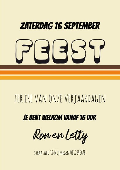 Uitnodiging Retro 70's Patroon 3