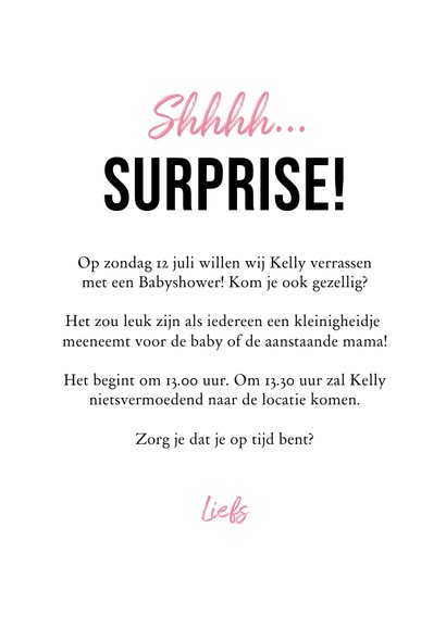Uitnodiging roze babyshower rompertje foto hartjes 3