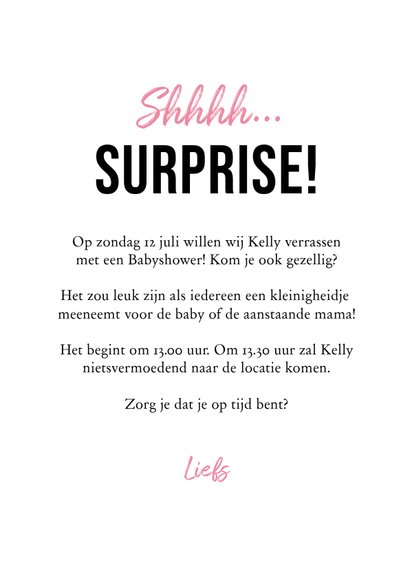 Uitnodiging roze babyshower rompertje foto hartjes 3