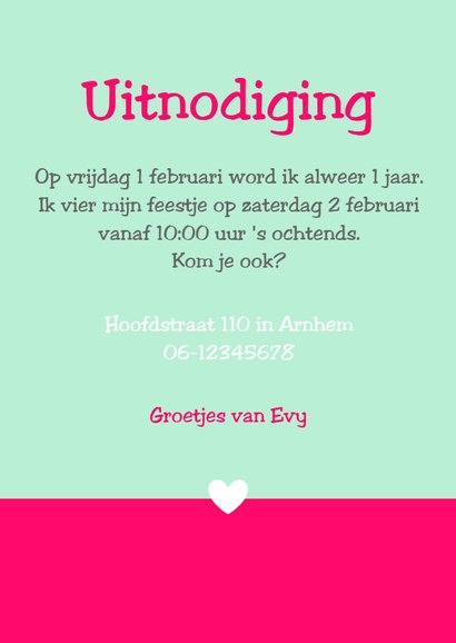 Uitnodiging - Roze konijntje in cirkel 3