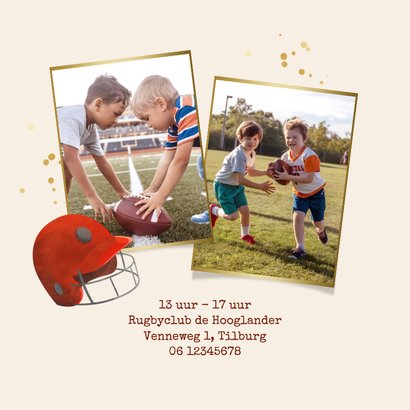Uitnodiging rugby feestje sporten feesten stoer foto 2