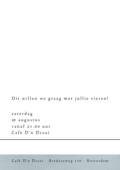 Uitnodiging samen 50, met foto en speelse typografie 3