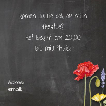 Uitnodiging schoolbord klaprozen 3