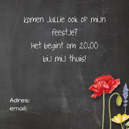 Uitnodiging schoolbord klaprozen 3