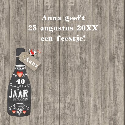 Uitnodiging schoolbordfles hout 2