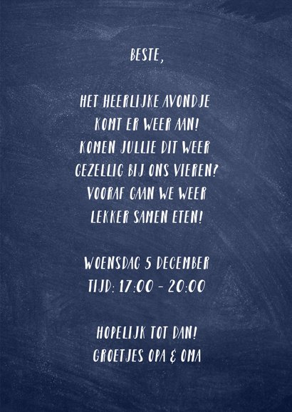 Uitnodiging Sinterklaas kaart pakjesavond typografisch 3