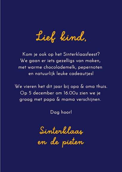 Uitnodiging sinterklaasfeest met illustratie van sinterklaas 3