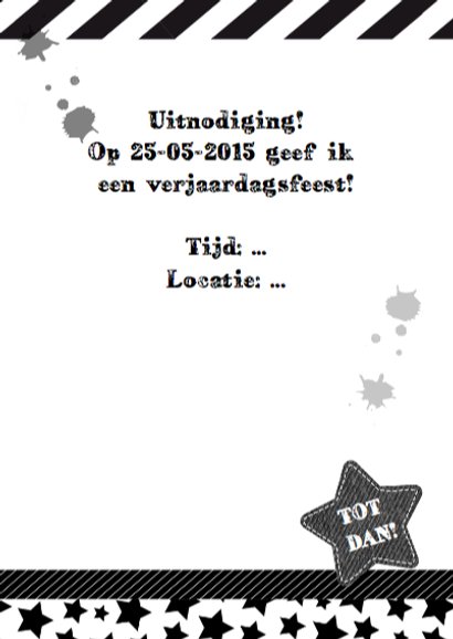 Uitnodiging stoer zwart wit foto 3