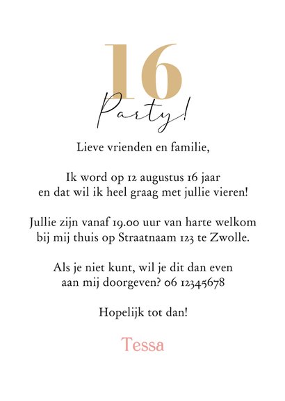 Uitnodiging sweet 16 party foto waterverf ballon confetti 3