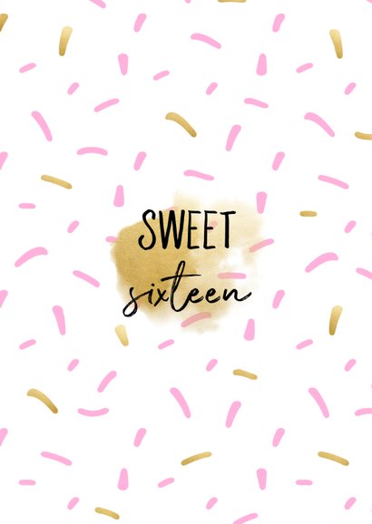 Uitnodiging sweet sixteen met fotokader en confetti 2