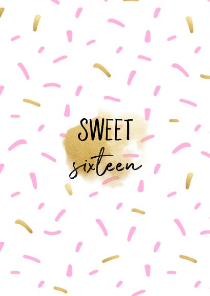 Uitnodiging sweet sixteen met polaroid foto en confetti 2