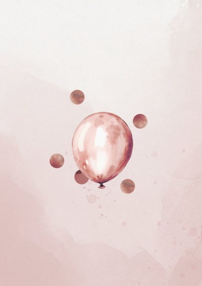 Uitnodiging sweet sixteen roze ballonnen en confetti Achterkant