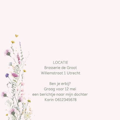 Uitnodiging tachtig jaar met lente bloemen en hartjes 2