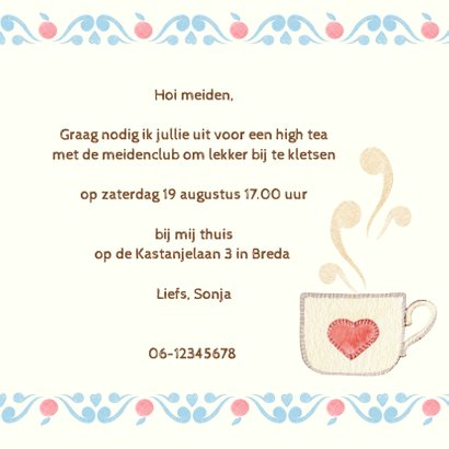 Uitnodiging thee met gebak 3