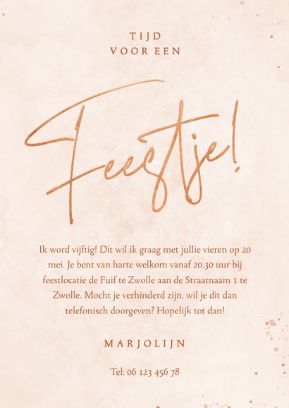 Uitnodiging tijd voor een feestje koper met foto 3