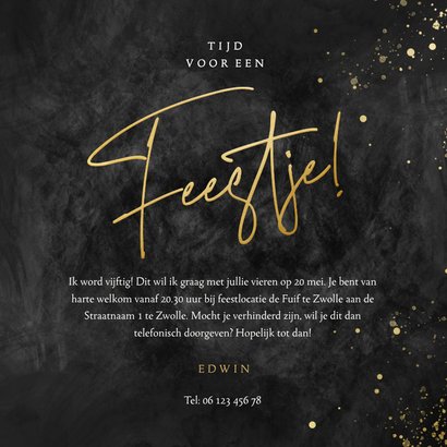 Uitnodiging tijd voor een feestje met gouden spetters 3