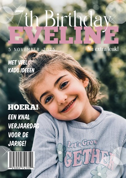 Uitnodiging Tijdschrift Cover Meisje Kaartje Go