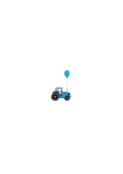 Uitnodiging tractor confetti blauw jongen ballon Achterkant