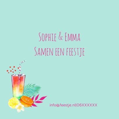 Uitnodiging tropicalfeestje cocktails 2