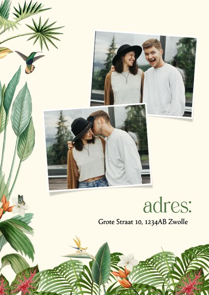 Uitnodiging tuin feestje met tropische planten en vlinders 2