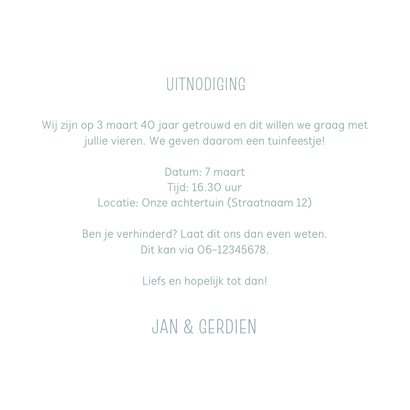 Uitnodiging tuinfeest met kader van bloemen romantisch 3