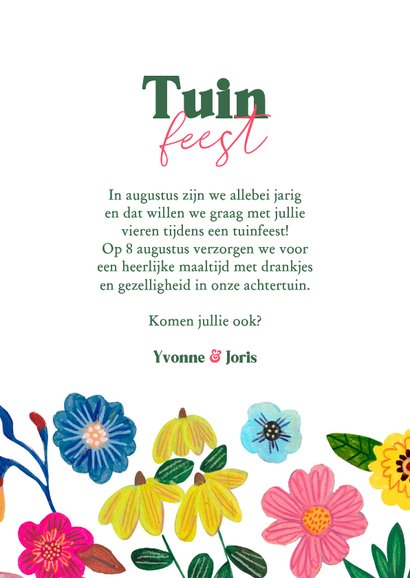 Uitnodiging tuinfeest met kleurrijke bloemen illustratie 3