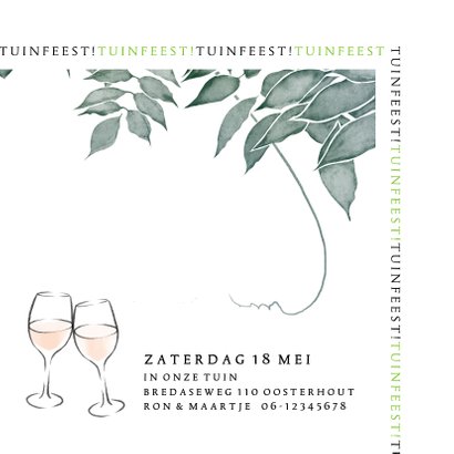 Uitnodiging tuinfeest met klimplant en wijntje 3