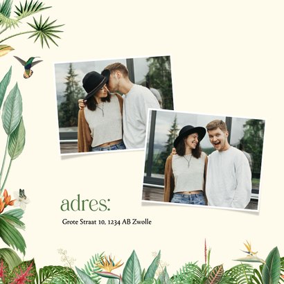 Uitnodiging tuinfeest met tropische planten en foto's 2