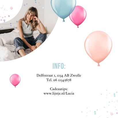 Uitnodiging twenty verjaardagsfeest ballonnen holografisch 2