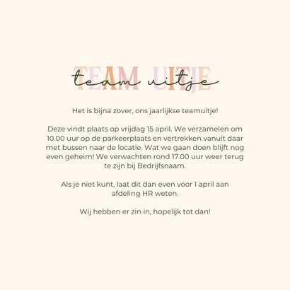 Uitnodiging typografisch teamuitje gekleurd 3