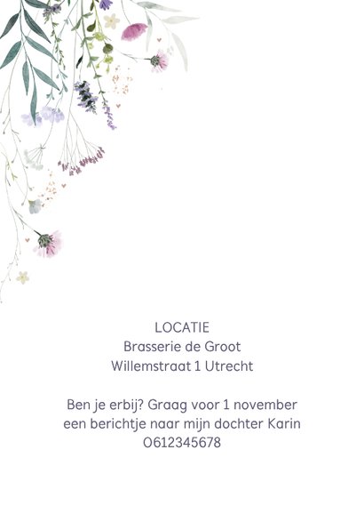 Uitnodiging veldbloemen met hartjes watercolor 2