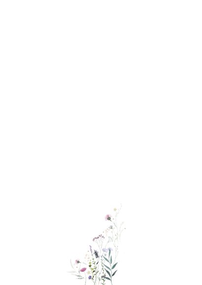 Uitnodiging veldbloemen met hartjes watercolor Achterkant