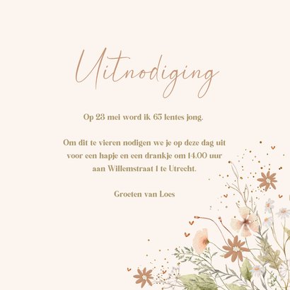 Uitnodiging veldbloemen met hartjes 3
