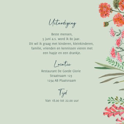 Uitnodiging veldbloemen verjaardagsfeestje 3