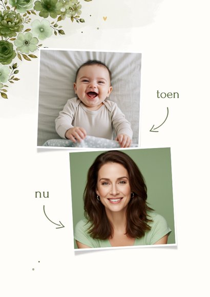 Uitnodiging verjaardag 40 in groene bloemen feestje 2