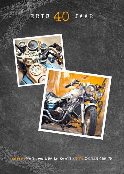 Uitnodiging verjaardag 40 jaar motor, let's party en foto's 2
