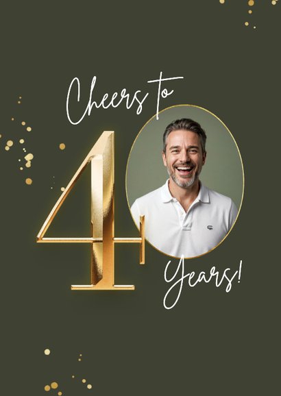 Uitnodiging verjaardag 40 jaar stijlvol goud spetters foto 2