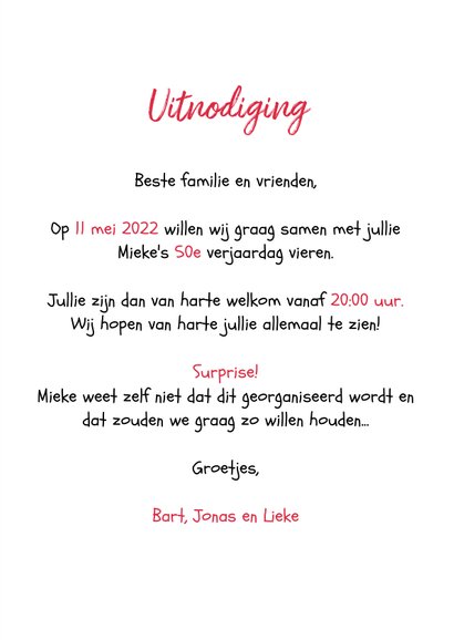 Uitnodiging verjaardag 50 vrouw stoer en hip neon 3