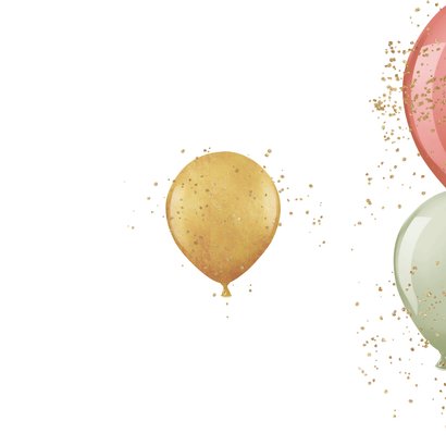 Uitnodiging verjaardag 75 jaar ballonnen goud foto spetters Achterkant
