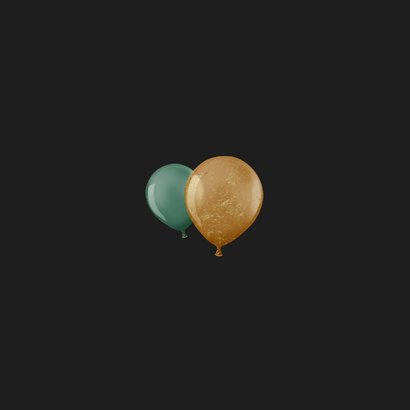 Uitnodiging verjaardag ballonnen groen goud spetters 85 Achterkant