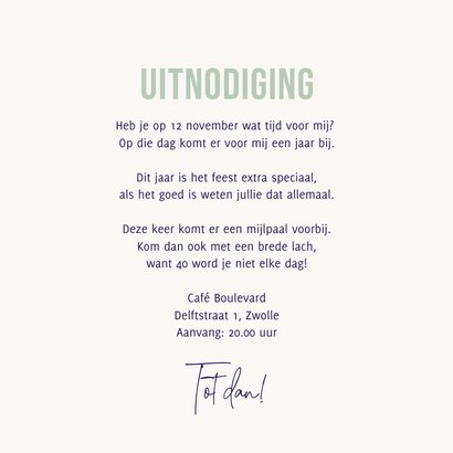 Uitnodiging verjaardag bloemen abstract stijlvol foto 3