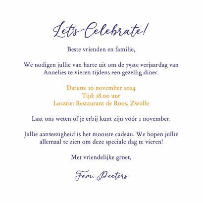 Uitnodiging verjaardag bloemen paars diner feestje 3