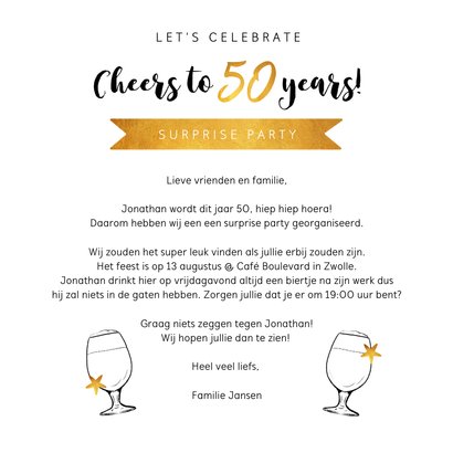 Uitnodiging verjaardag confetti 50 jaar 3
