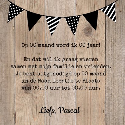 Uitnodiging verjaardag feest hout slinger 3