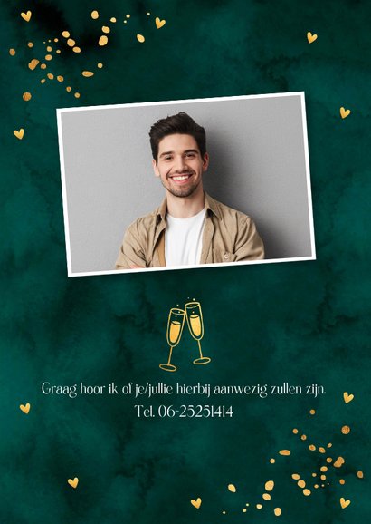 Uitnodiging verjaardag feest man groen goudlook 2