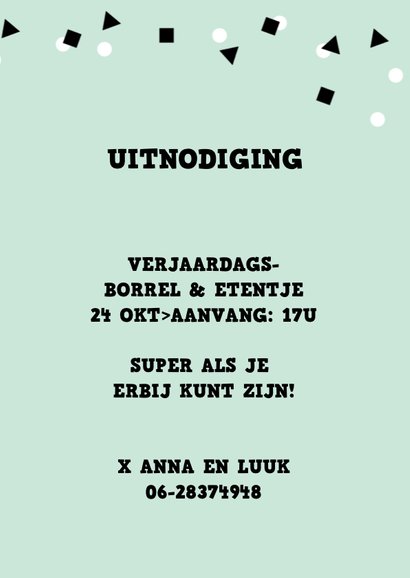 Uitnodiging verjaardag feest samen fotokaart confetti 3