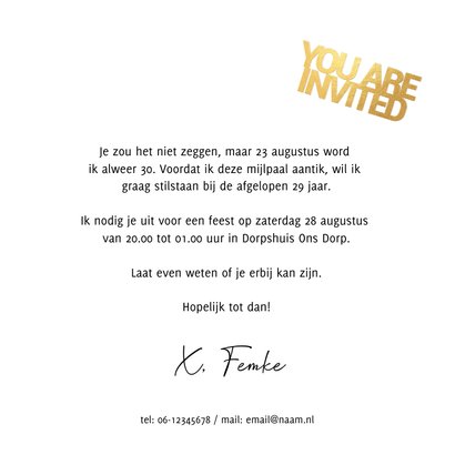 Uitnodiging verjaardag feest vrouw props 3