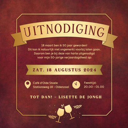 Uitnodiging verjaardag feestje met wijn 3