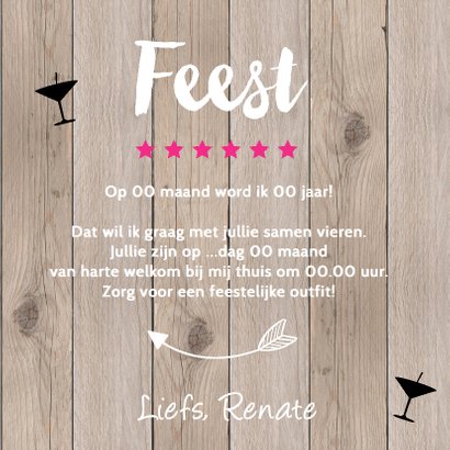 Uitnodiging verjaardag foto houtlook 3