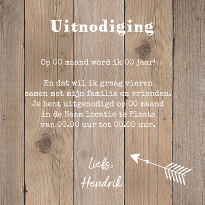 Uitnodiging verjaardag foto houtprint 3